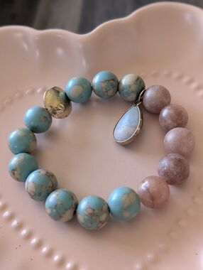 Kim Rogers Gemstone Stretch Bracelet Possibly Imperial Snakeskin Jasper Boho
